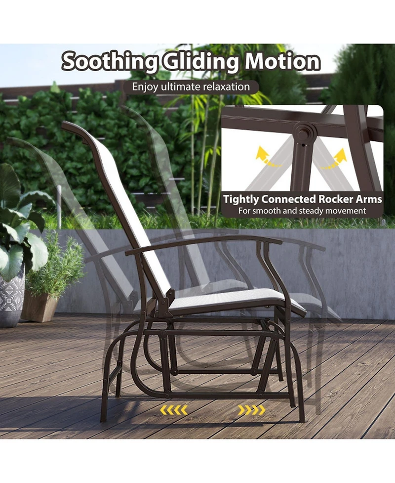 Gouun Outdoor Glider Chair Set of 2 with Padded Seats and Armrests