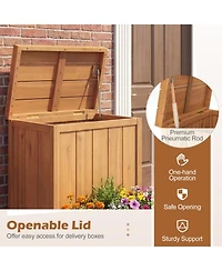 Gouun Acacia Wood Package Delivery Box with Built-In Planter for Pool and Garden Tools