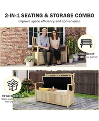 Gouun 2-Person Outdoor Garden Bench with 49 Gal Storage Compartment and Backrest