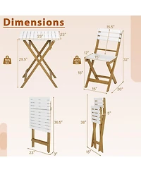 Sugift 3-Piece Folding Acacia Wood Patio Bistro Table and Chair Set