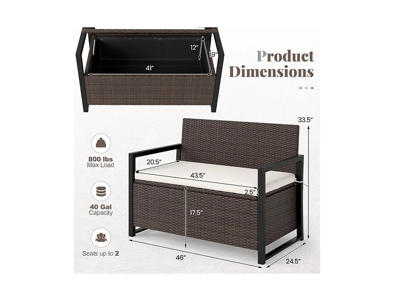 Sugift 2-in-1 Patio Storage Bench Seat