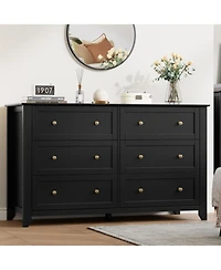 gaomon 6 Drawer Dresser for Bedroom, 54" Wide Large Dresser with Deep Drawers and Metal Knobs, Modern Wooden Chests of Drawers for Entryway