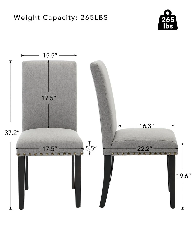 gaomon Set of 2 Farmhouse Linen Upholstered Parsons Dining Chairs, Wood Legs Accent Seating for Kitchen