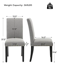 gaomon Set of 2 Farmhouse Linen Upholstered Parsons Dining Chairs, Wood Legs Accent Seating for Kitchen