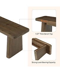 Tribesigns 55.1" Solid Wood Dining Bench, Farmhouse Kitchen Bench for Dining Room, Entryway, End of Bed Seating Bench