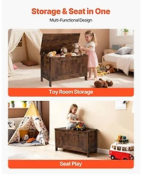 Gouun Kids Storage Bench Wooden Toy Box Chest with Safety Hinge and Large Storage