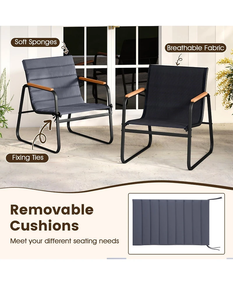 Sugift 3-Piece Fabric Patio Bistro Set with Tempered Glass Side Table