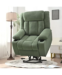 Clihome Power Lift Recliner Chair for Elderly,Fabric Lift Chairs for Living Room,Home Theater Seating with 2 Cup Holders,Side Pockets,Remote Control