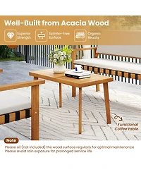 Sugift 4-Piece Solid Acacia Wood Outdoor Seating Set with Nylon Webbing