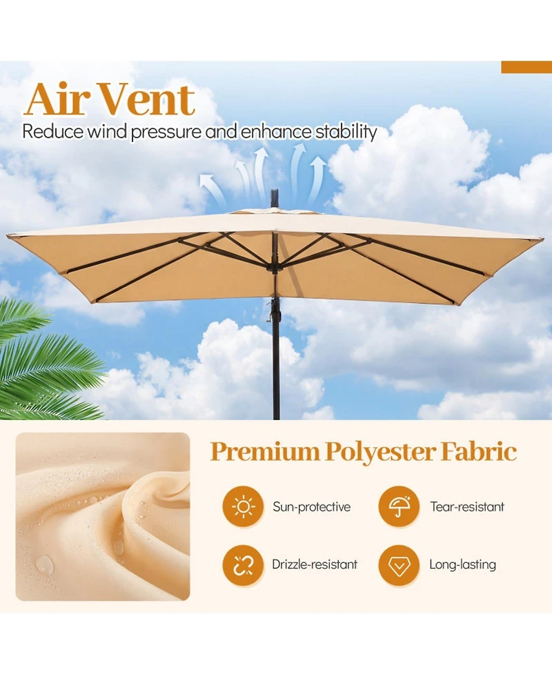 Gouun 8 x 8 Ft Square Offset Cantilever Patio Umbrella with 360 Rotation