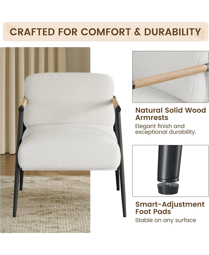 gaomon Set of 2 Modern Accent Chairs - Cozy Reading Chair with Metal Frame, Soft Cushion and Wood Armrest for Bedroom and Living Room