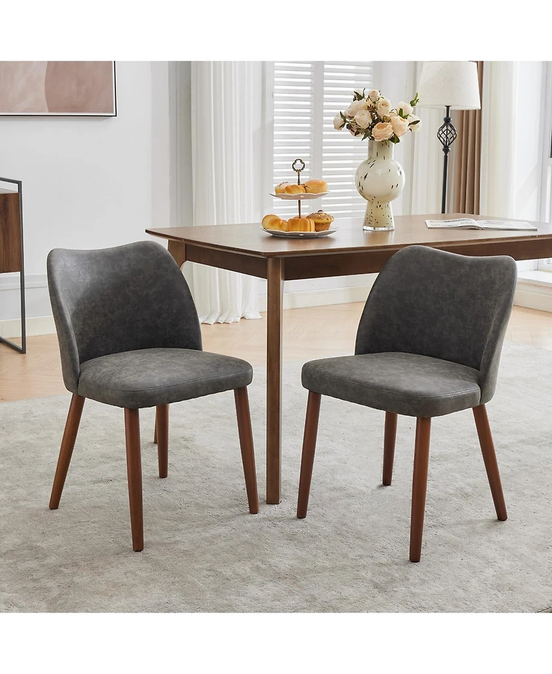 gaomon Set of 6 Leather Upholstered Dining Side Chairs