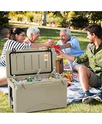 Gouun 50 Quart Rotomolded Insulated Ice Chest Cooler with Integrated Cup Holders