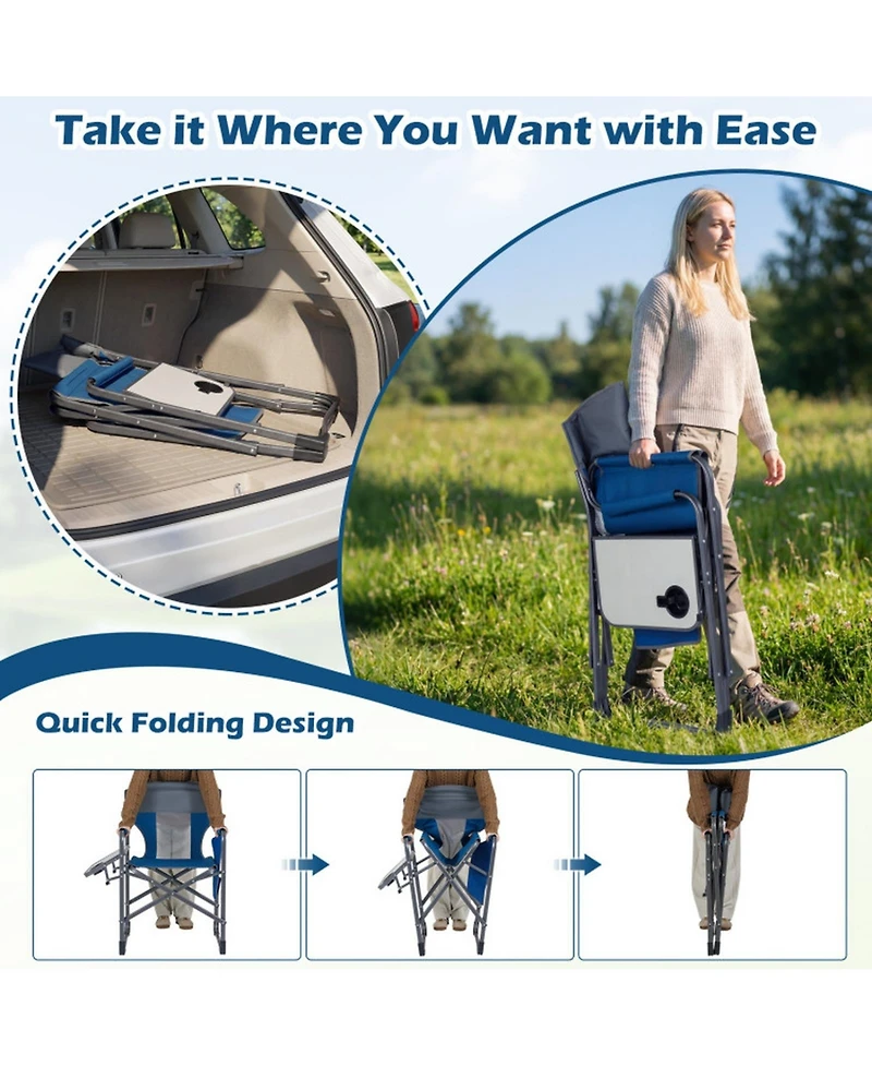Sugift Folding Camping Chair with Cup Holder and Storage Pocket