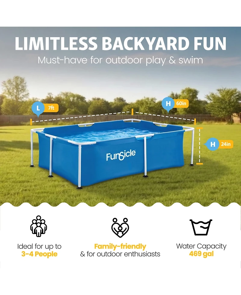 Funsicle 7' x 5' Above Ground Activity Lap Swimming Pool for Family and Kids