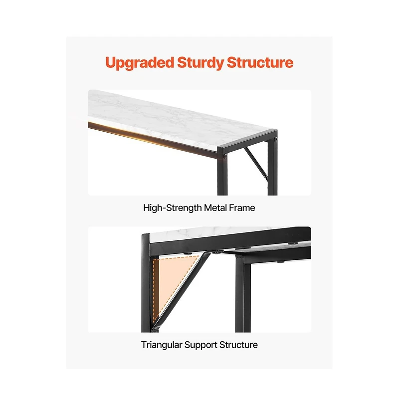 Sugift Marble Console Table Modern Narrow Long with Power Outlet for Hallway