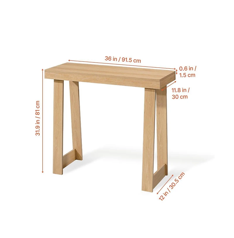 Sugift 36 Inch Console Table Modern Desk Behind the Couch Wooden Rectangle