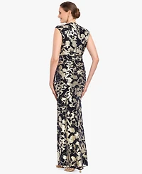 Betsy & Adam Petite Crinkle Detail Gown