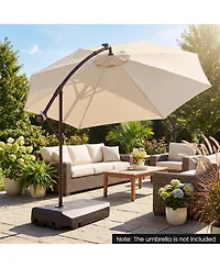 Sugift 165 Lbs Cantilever Umbrella Base with Wheels and Cross Base