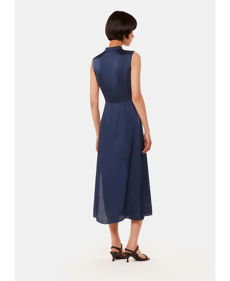 Whistles Women's Aria Satin Sleeveless Midi Dress