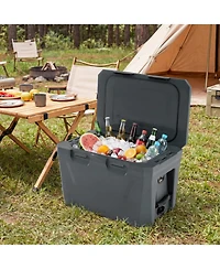 Sugift 37-Quart Insulated Portable Hard Shell Ice Chest Cooler with 2 Cup Holders Bottle Opener Drain Plug