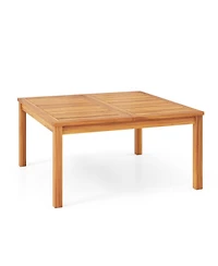 Gouun 35.5 In Solid Acacia Wood Outdoor Coffee Table with Slatted Drainage Top