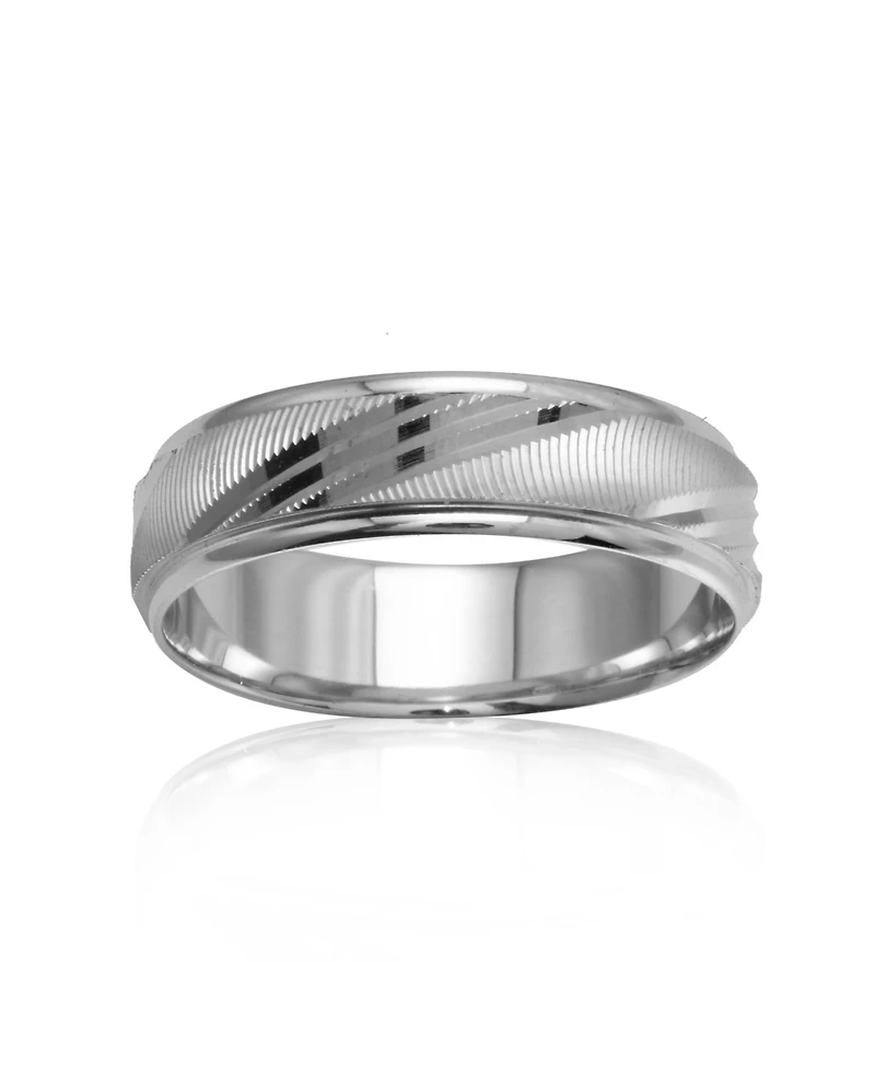 Men's 14k White Gold Ring, Flash Band (Size 6-13)