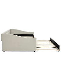 Streamdale Furniture Full Size Daybed with Pull-out Twin Bed Usb Charging and Button-Tufted Arms