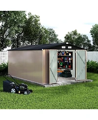 gaomon 10x14 Feet Metal Storage Sheds Outdoor, Metal Toolshed with Lockable Door, Metals Yard Sheds Metals Garden Shed Kit