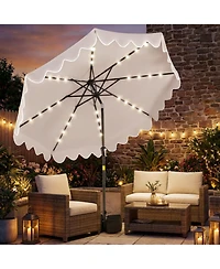 Gouun 9 Feet Outdoor Patio Umbrella with Solar Led Lights and Weighted Base