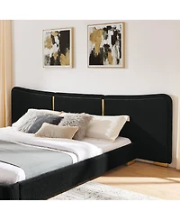 Streamdale Furniture Queen Size Extra Large Chenille Platform Bed with Curved Headboard