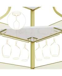 gaomon Corner Wine Cabinet with Detachable Wine Rack, 5-Tier Industrial Corner Bar Cabinet with Barn Door and Glass Holder