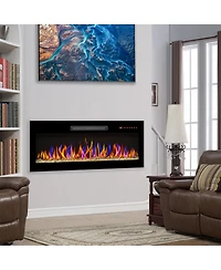 Clihome 36-42 inch Electric Fireplace Heater Recessed Wall-mounted with Rc, Ultra Thin Electric Fireplace