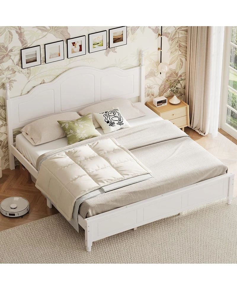 Streamdale Furniture King Size Retro Wave Platform Bed Frame with Wooden Slats