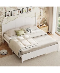 Streamdale Furniture King Size Retro Wave Platform Bed Frame with Wooden Slats