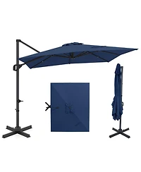 Sugift 11 x 9 Feet Cantilever Patio Umbrella with 360 Rotation and Easy Tilt Adjustment