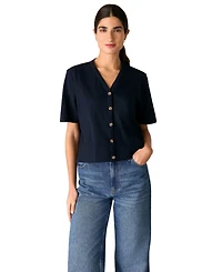 Whistles Women's Ella V-Neck Button Through Top