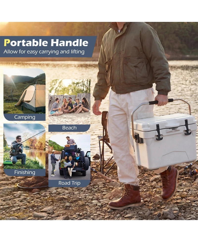 Gouun 20 Quart Portable Hard Cooler with Built In Fish Ruler and Bottle Opener