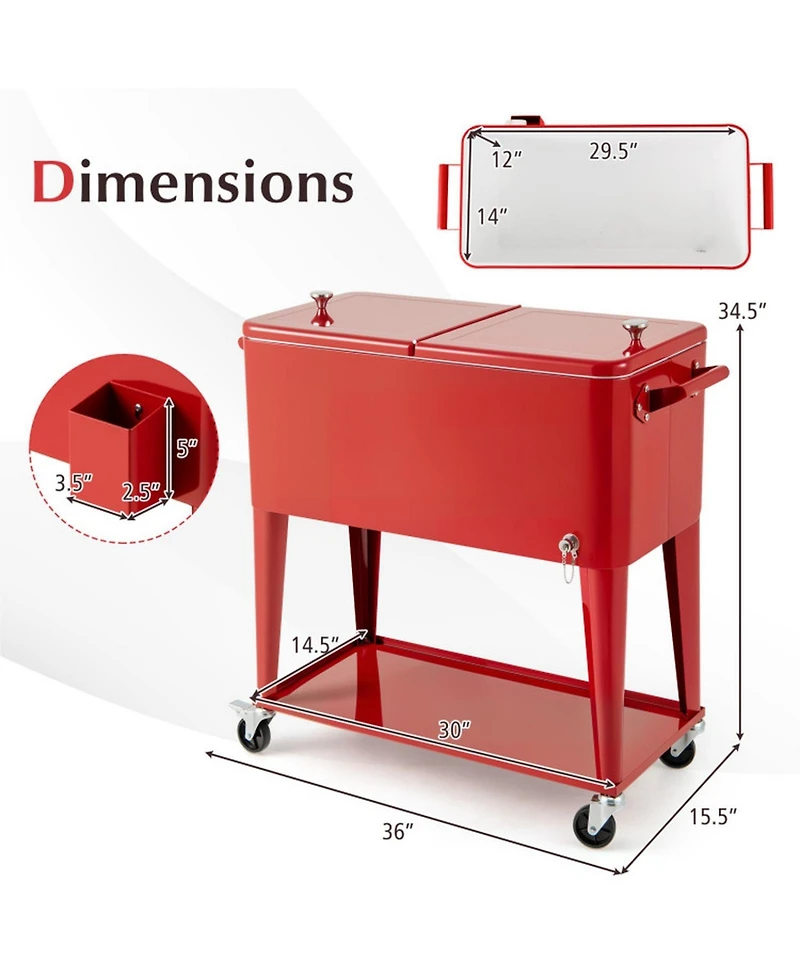 Sugift Portable Patio Cooler with Bottom Storage Shelf and Bottle Opener