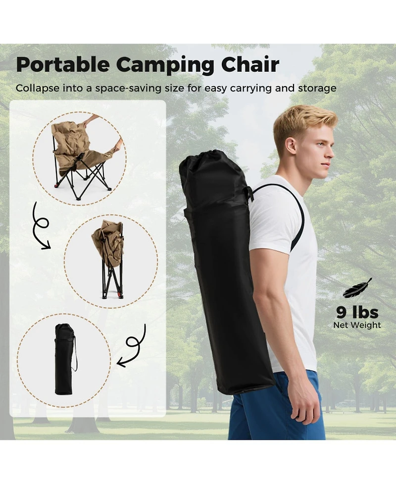 Sugift Folding Camping Chair for Adults with 4-Position Adjustable Backrest and Carrying Bag