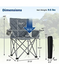 Sugift Oversized Folding Camping Chair with Cooler Pouch Cup Holder and 500 Lbs Support
