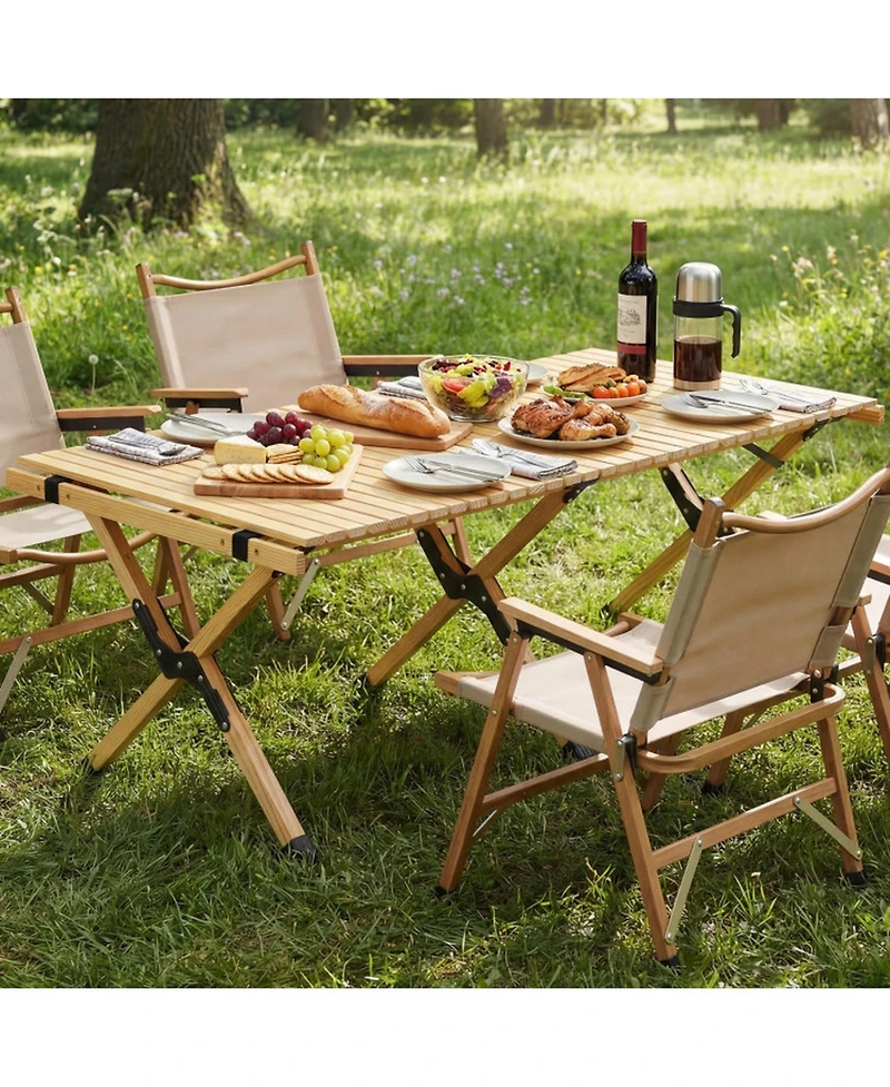 Sugift 48 inches Folding Camping Table with Carry Bag for Backyard
