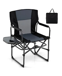 Sugift Folding Camping Chair with Flip-Up Side Table Cup Holder and Carrying Bag