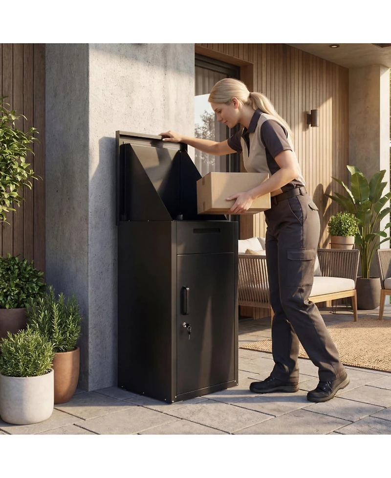 Gouun Outdoor Package Delivery Box with Anti-Theft Board and Lockable Front Door