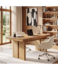 Tribesigns Executive Desk, Solid Wood Computer Desk with Large Tabletop, Farmhouse Writing Conference Table Workstation for Home Office