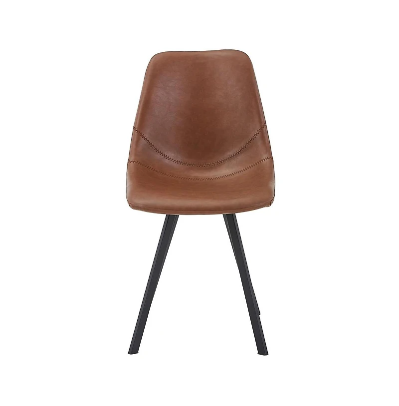 LeisureMod Markley Modern Leather Dining Chair With Metal Legs