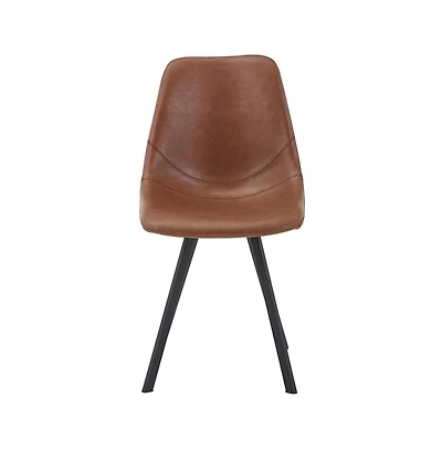 LeisureMod Markley Modern Leather Dining Chair With Metal Legs