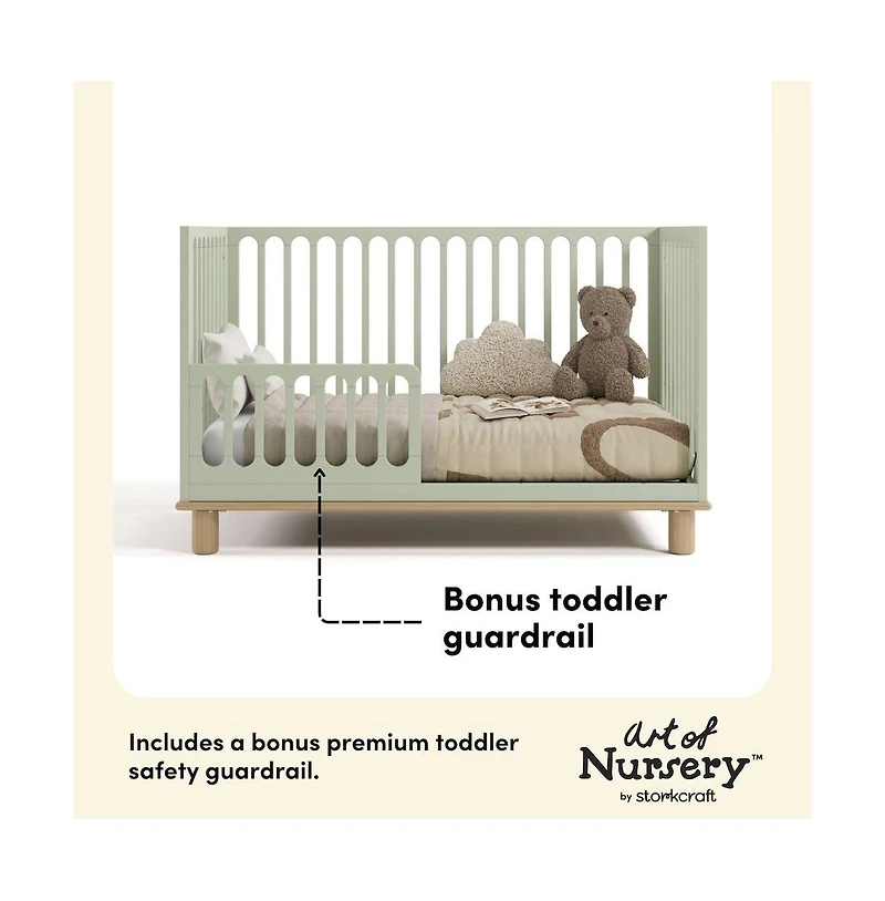 Storkcraft Deluxe 3-in-1 Convertible Crib with Bonus Toddler Guardrail