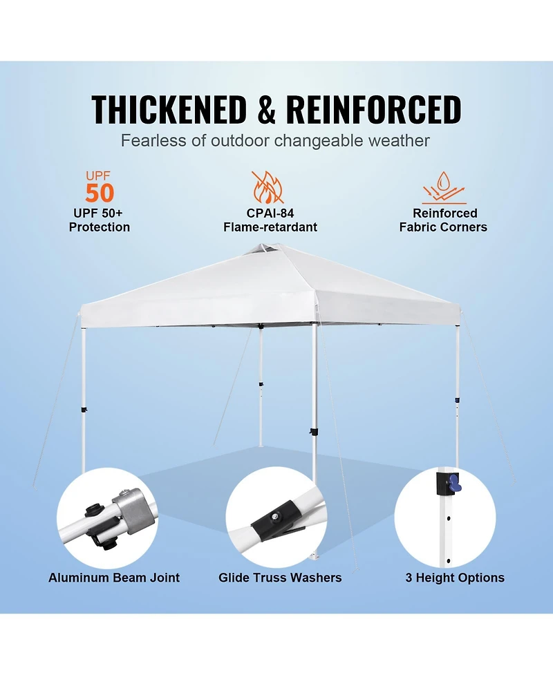 Vevor Pop Up Canopy Party Tent 10 x 10 ft with Portable Bag for Camping White