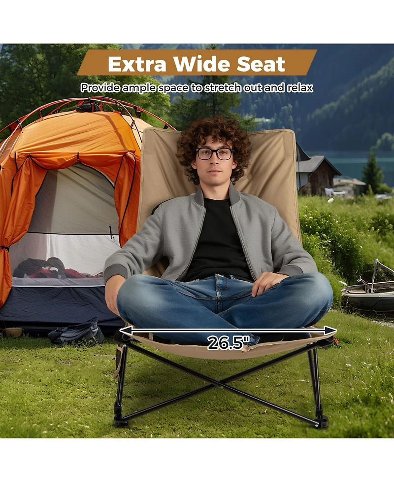 Mecale Adult Folding Camping Chair with Adjustable Backrest, 500-lb Capacity